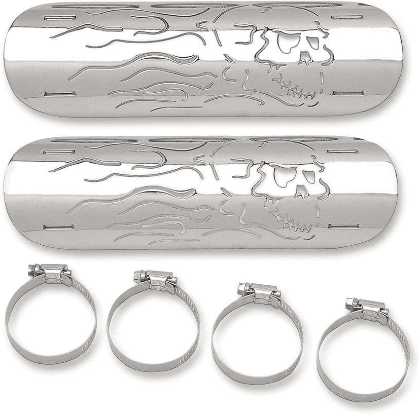 DRAG SPECIALTIES 1861-0102 Flame Skull Heat Shields