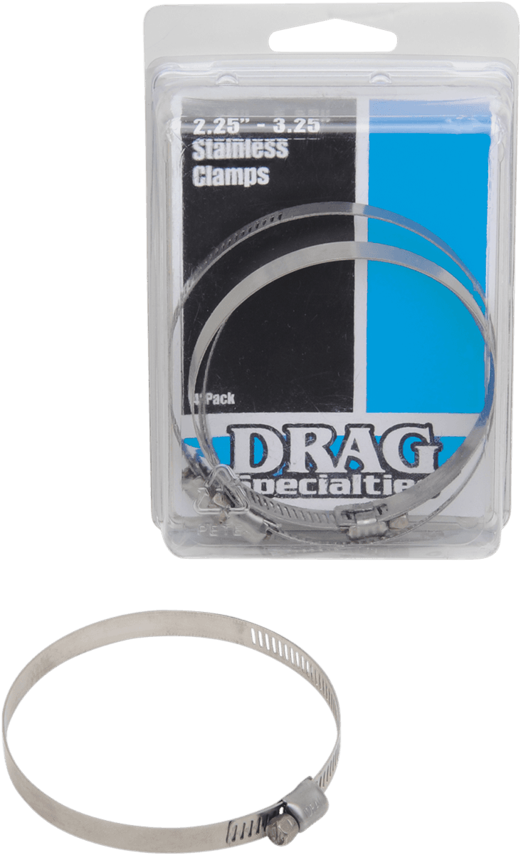 DRAG SPECIALTIES 1861-0673 Worm Clamps - Stainless Steel - 2.25"-3.25"
