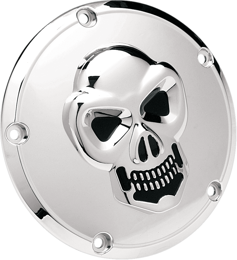 DRAG SPECIALTIES 1902-0061 3-D Skull Derby Cover - Chrome - 5 Hole