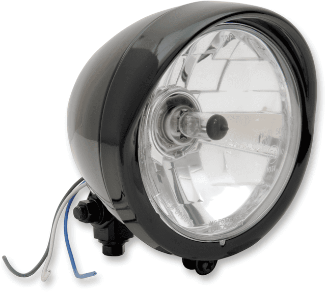 DRAG SPECIALTIES 2001-0551 5-3/4" Head Light with Visor - Clear Lens - Black