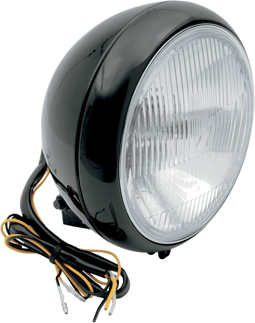 DRAG SPECIALTIES 2001-0556 7" Smooth Headlight - FLST - Black
