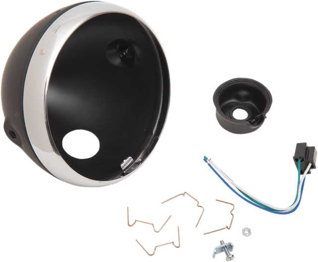 EMGO 2001-0824 Lucas Style Headlight Shell - 7" - Black — image 1 of 2
