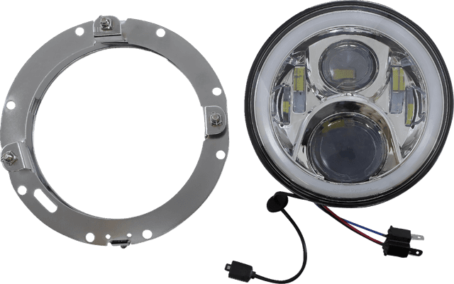 CUSTOM DYNAMICS 2001-2424 ProGLOW™ 7" Headlamp - with Mounting Ring - Chrome — image 1 of 4