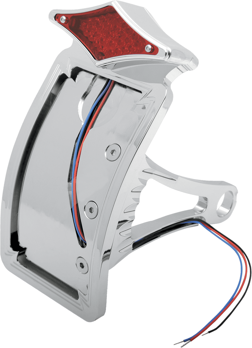 DRAG SPECIALTIES 2010-0557 Taillight/License Plate - Side Mount - Curved Vertical - Diamond