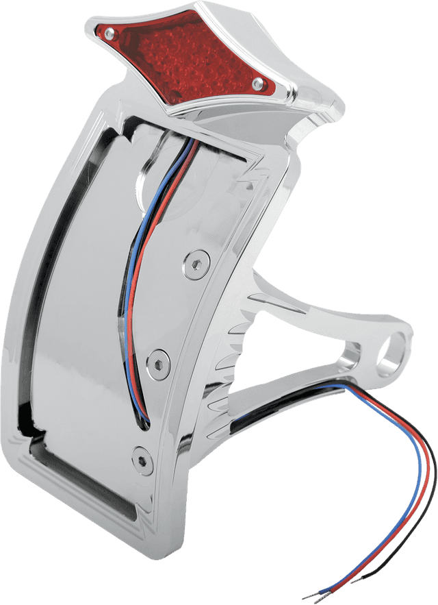 DRAG SPECIALTIES 2010-0557 Taillight/License Plate - Side Mount - Curved Vertical - Diamond