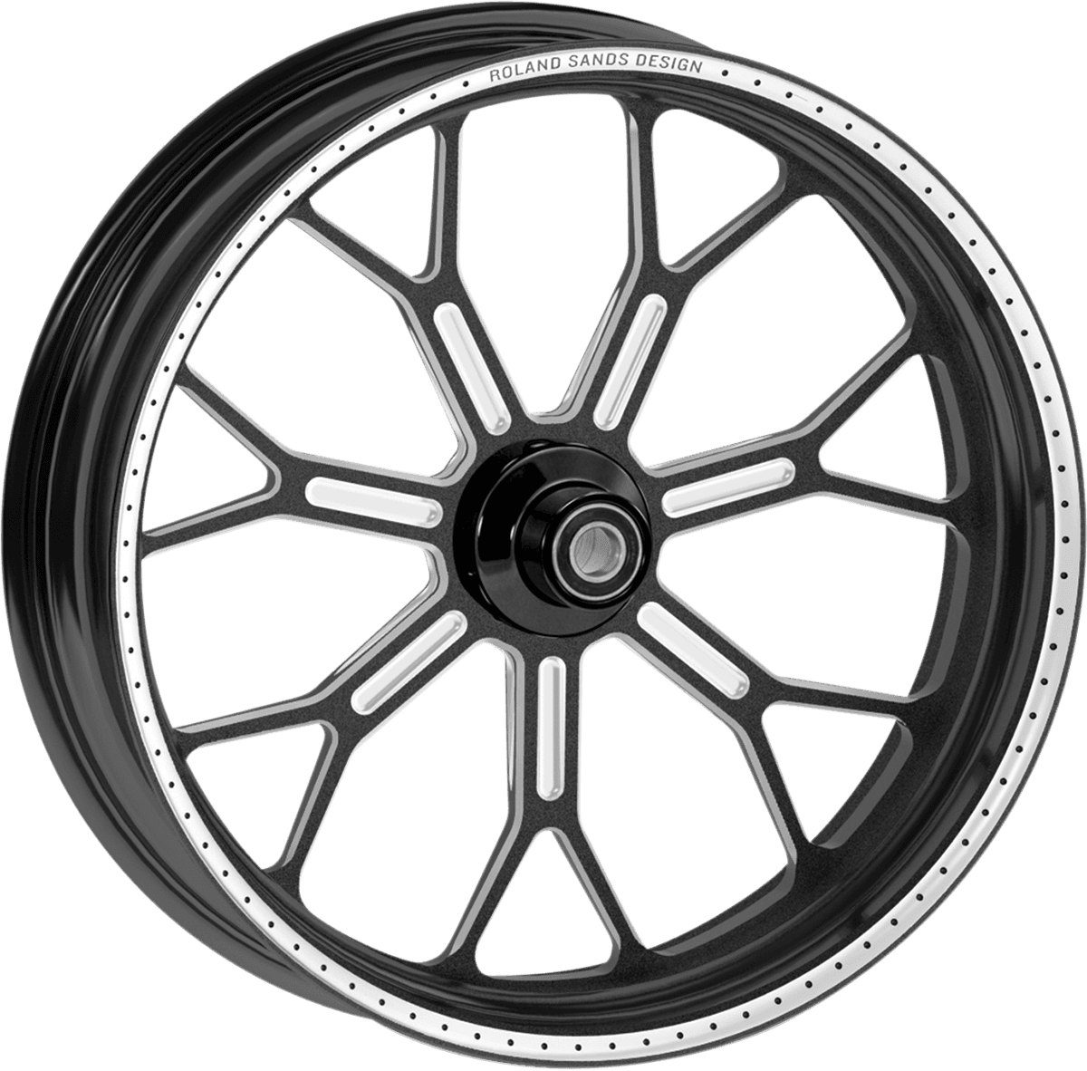 RSD 0201-1896 Wheel - Delmar - Front - Dual Disc/with ABS - Black/Contrast Cut Ops™ - 21x3.5 - '08+ FLD