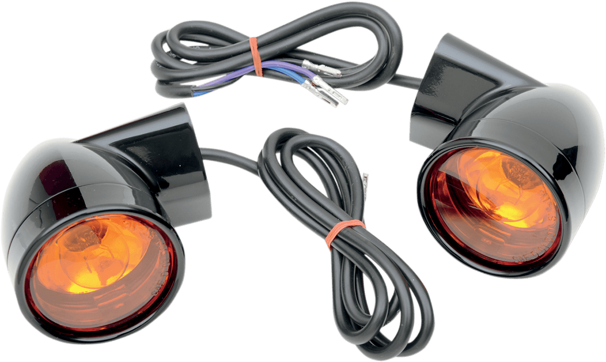 DRAG SPECIALTIES 2020-0567 Bullet Turn Signal Lights - Front - Gloss Black - Harley-Davidson