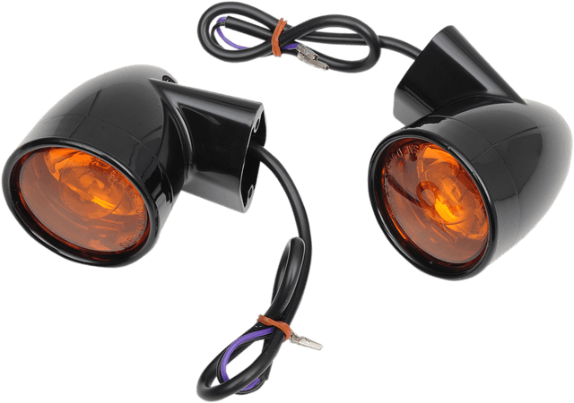 DRAG SPECIALTIES 2020-0602 Bullet Turn Signal Lights - Rear - Gloss Black - Harley-Davidson