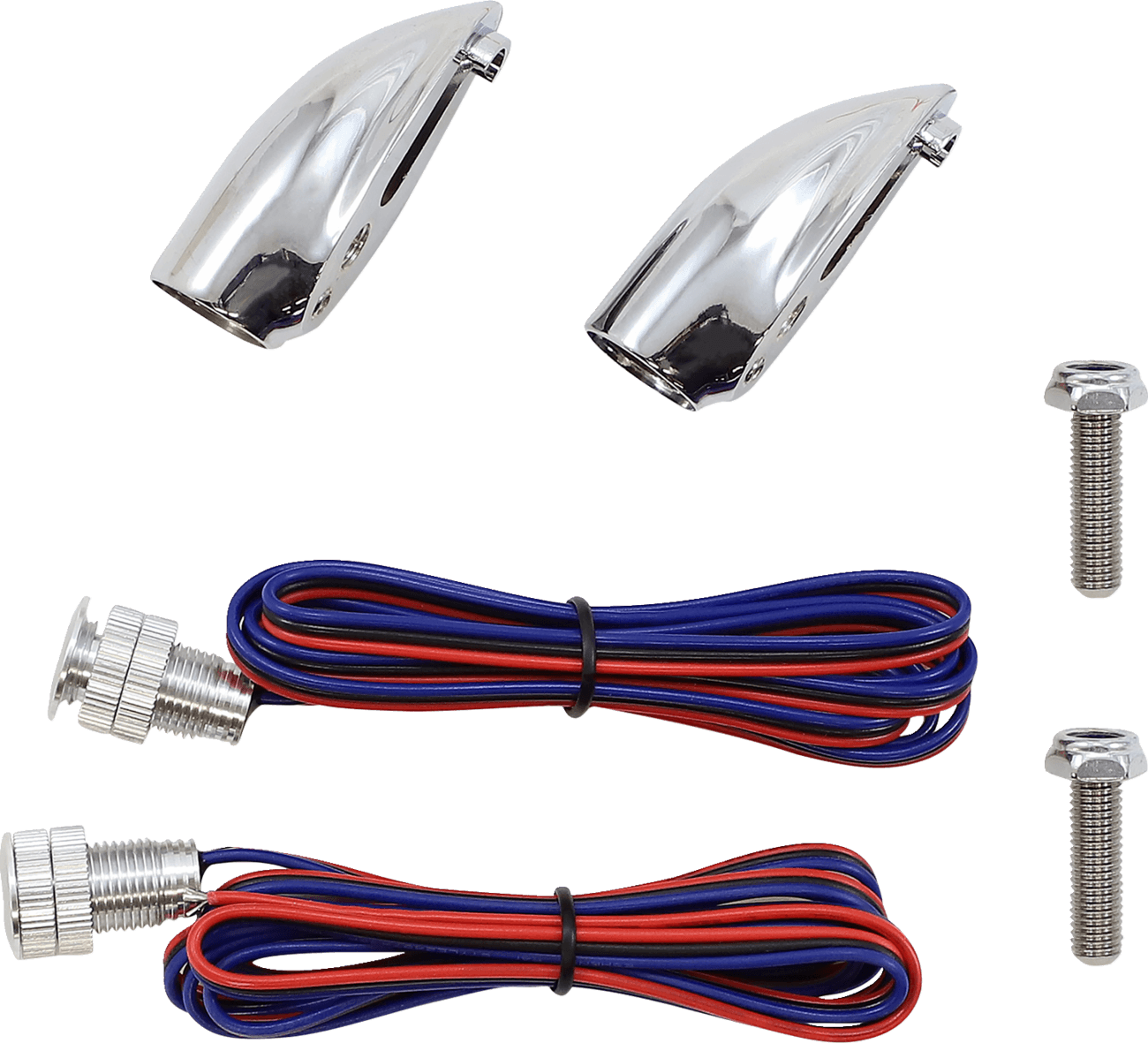 PAUL YAFFE BAGGER NATION 2020-1804 Marker Lights - Lightning Bullet - Rear - Red LED - Chrome