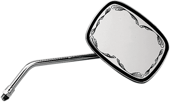 EMGO 2021715 Mirror - Die-Cast - Scrolled - Side View - Rectangle - M10 x 1.25 - Chrome - Left/Right