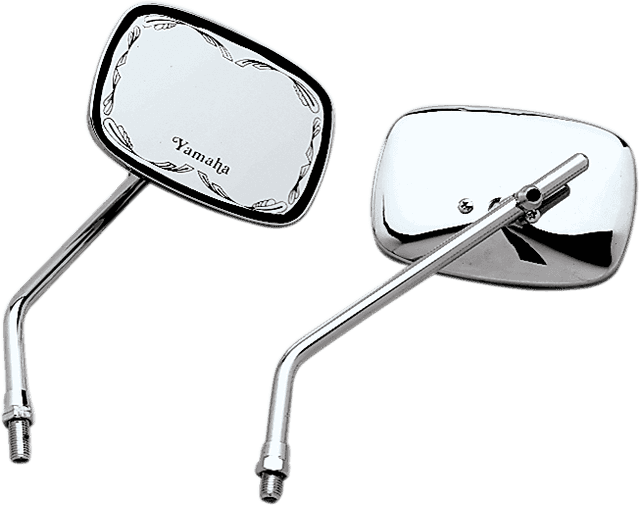EMGO 2021773 Mirror - Die-Cast - Yamaha Scrolled - Side View - Rectangle - M10 x 1.25 - Chrome - Left/Right