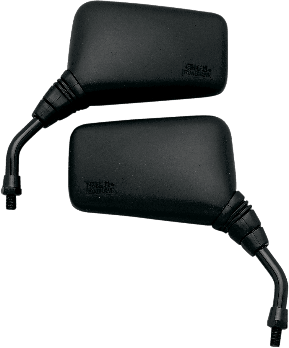 EMGO 2025100 Mirror - Roadhawk - Side View - Rectangle - Short - M10 x 1.25 - Black