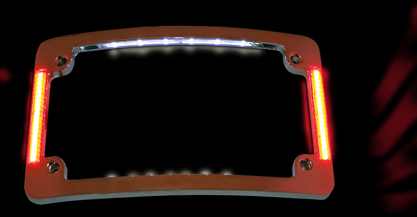 CUSTOM DYNAMICS 2030-0843 Tri-Radius License Plate Frame with Flushmount LEDs - Chrome — image 2 of 3