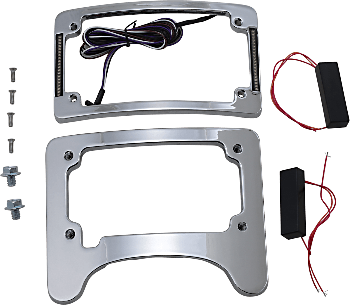 CUSTOM DYNAMICS 2030-1498 Turn Signal Eliminator/Illuminated Tri-Frame - Chrome
