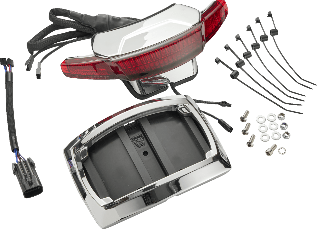 CIRO 2030-2478 Latitude Taillight License Plate Mount - Red Lens - Chrome - Indian