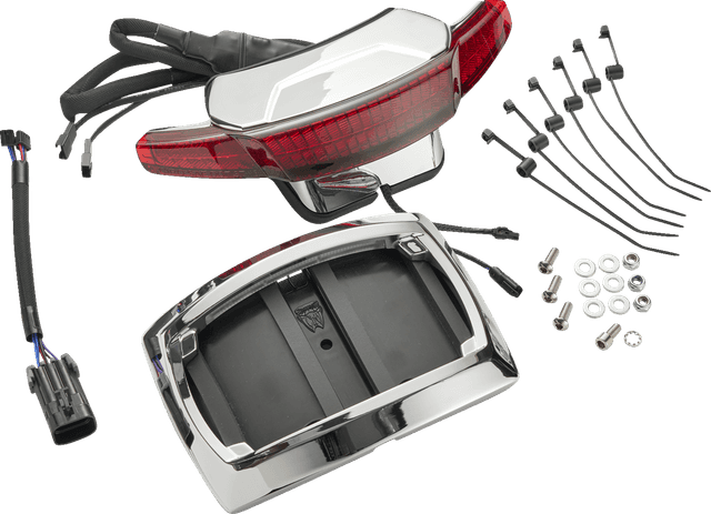 CIRO 2030-2478 Latitude Taillight License Plate Mount - Red Lens - Chrome - Indian