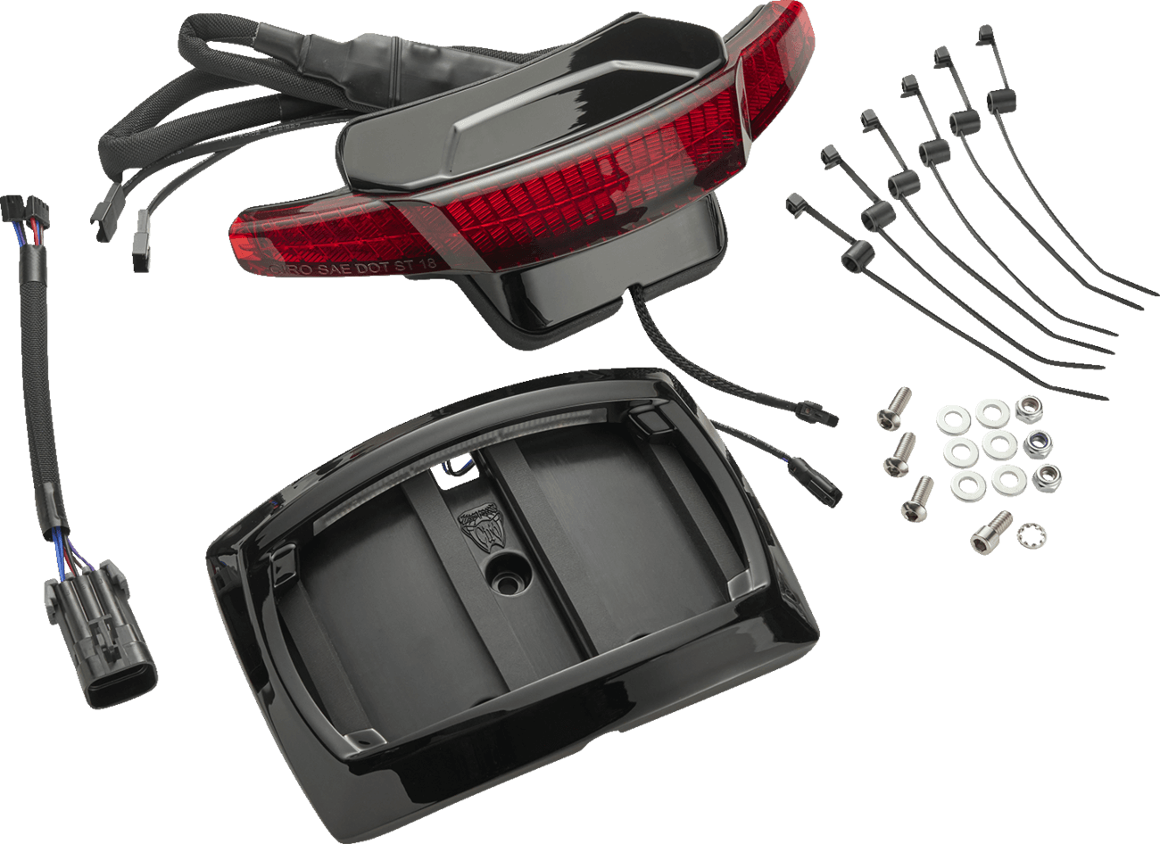 CIRO 2030-2479 Latitude Taillight License Plate Mount - Red Lens - Black - Indian