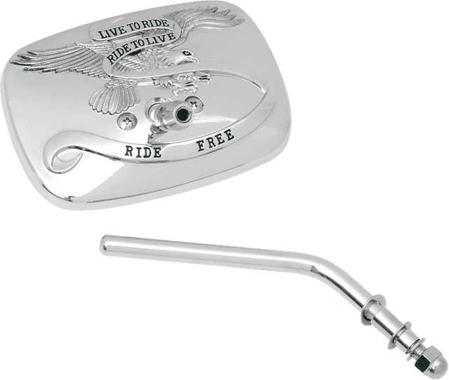 EMGO 2031701 Mirror - "Live to Ride" - Side View - Rectangle - Chrome - Right