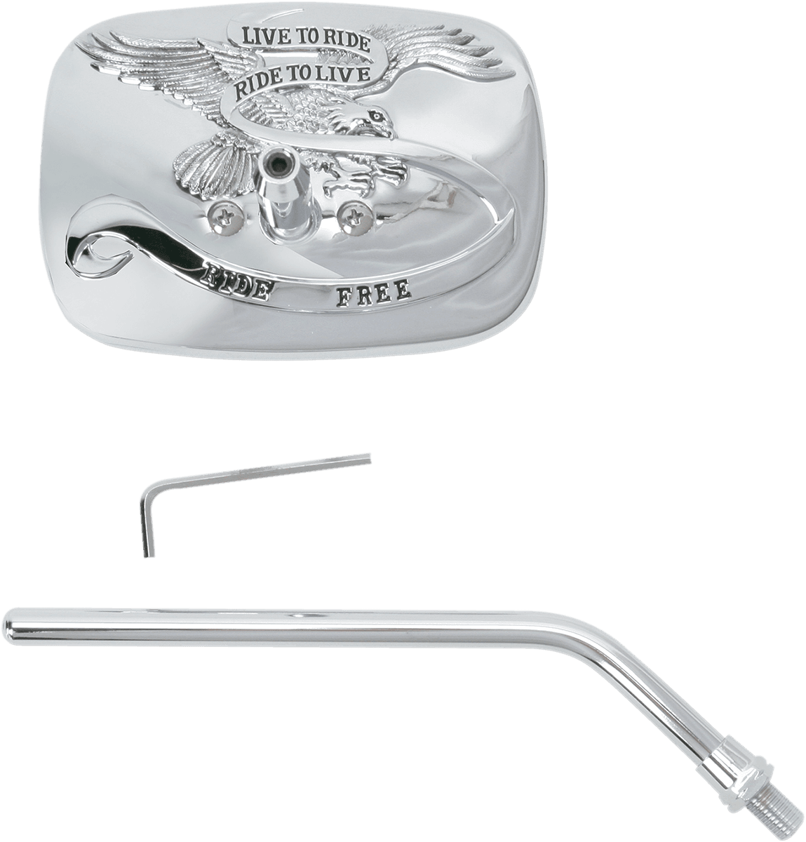 EMGO 2031756 Mirror - "Ride Free" - Side View - Rectangle - M10 x 1.25 (Left Hand) - Chrome - Right