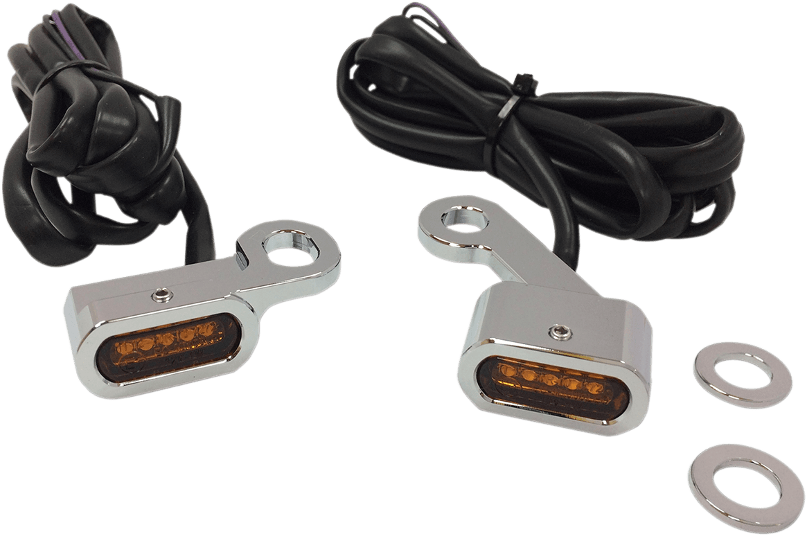 DRAG SPECIALTIES 2040-2136 LED Handlebar Marker Lights - XL - Chrome/Amber