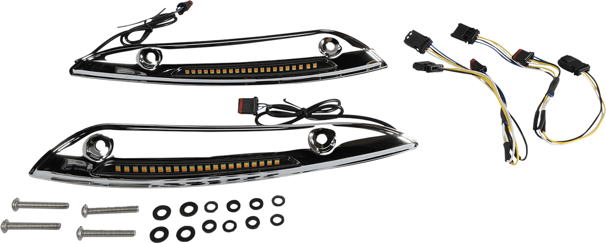 CUSTOM DYNAMICS 2040-2819 Windshield Trim - Sequential Turn Signal - Chrome