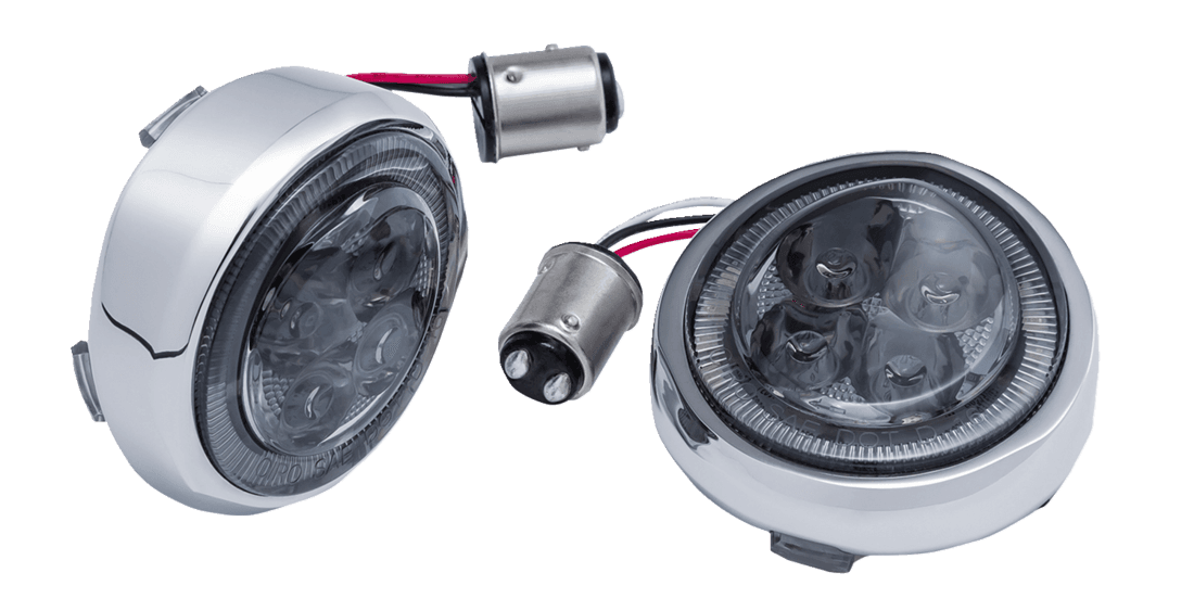 CIRO 2040-2857 Turn Signal Insert - Red LED - Smoke Lens - Chrome