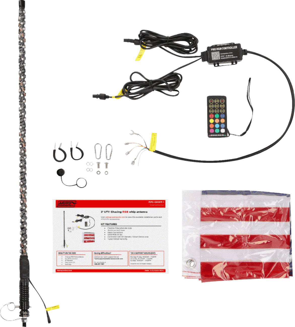 SADDLE TRAMP 2040-3190 3" Whip Light - Chasing - RGB - w/ Controller