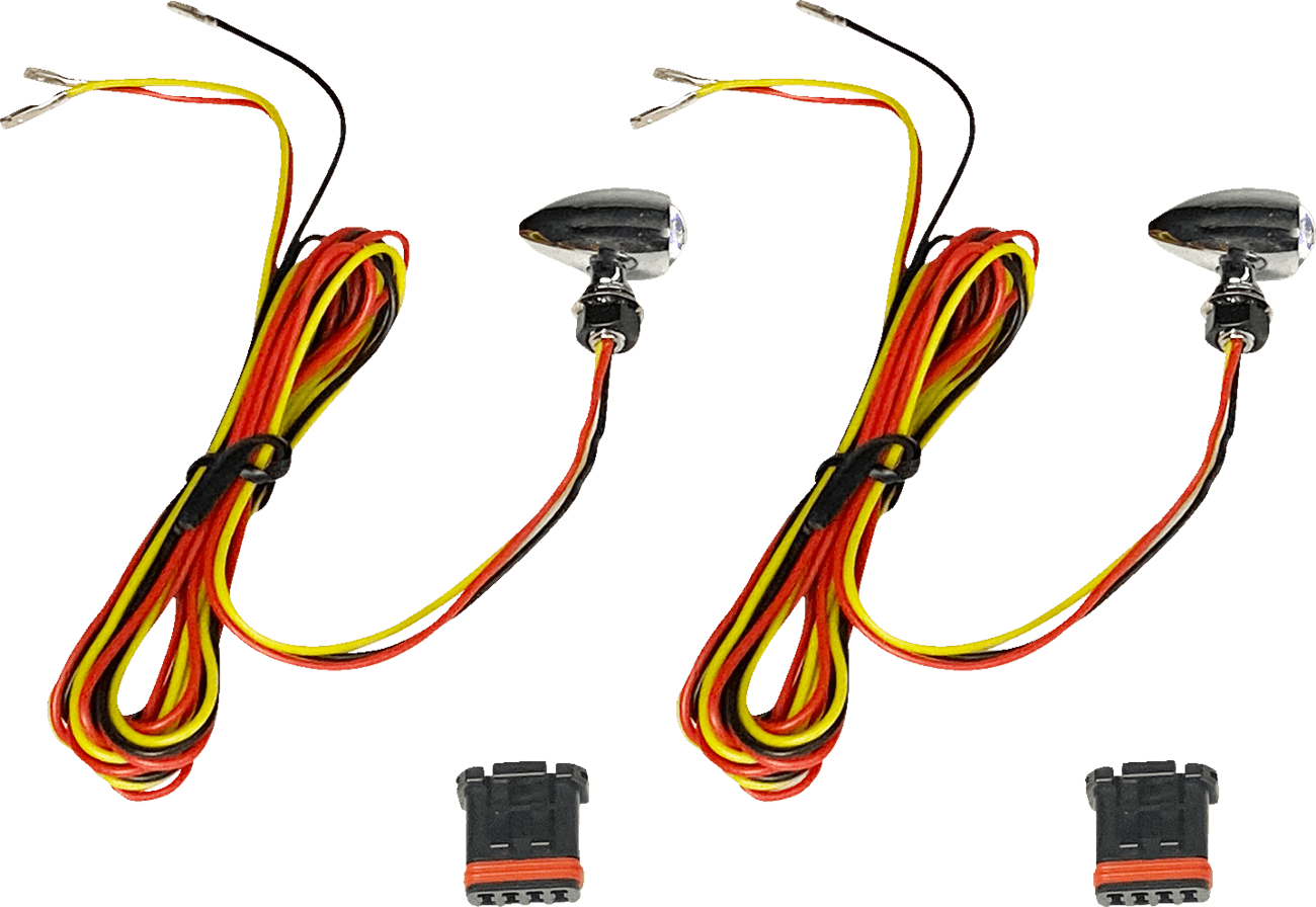CUSTOM DYNAMICS 2040-3477 Micro Bullet Turn Signals - LED - Amber/Red- Chrome