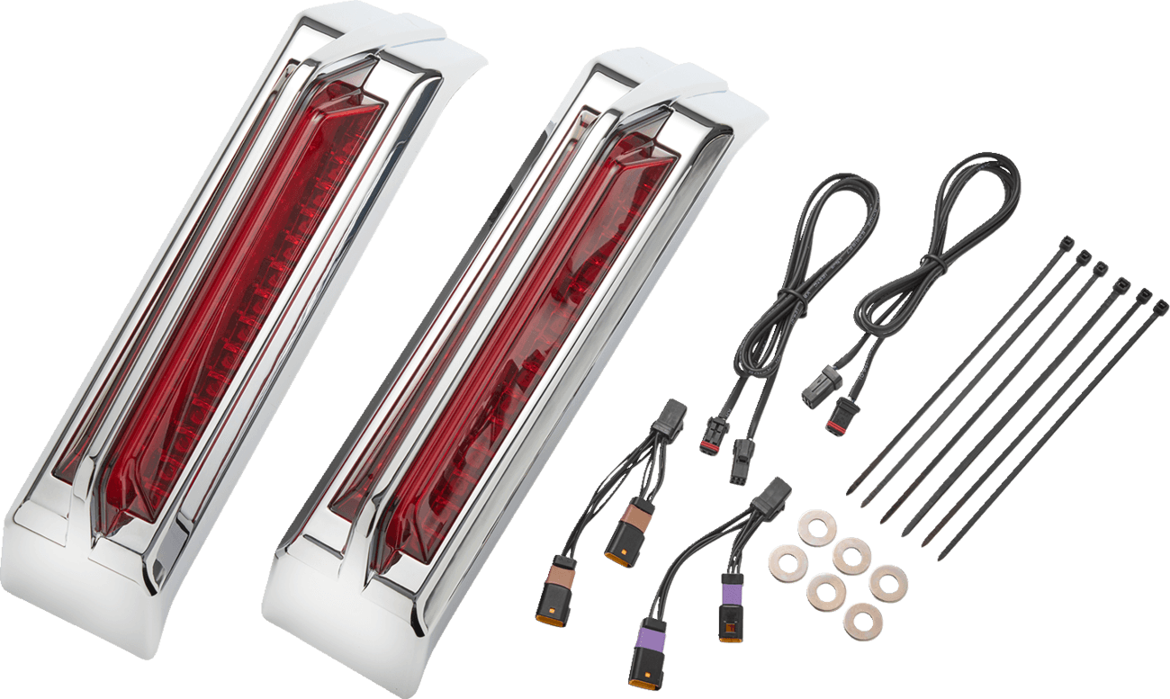 CIRO 2040-3483 Filler Panel Tail Lights - Red Lens - Chrome