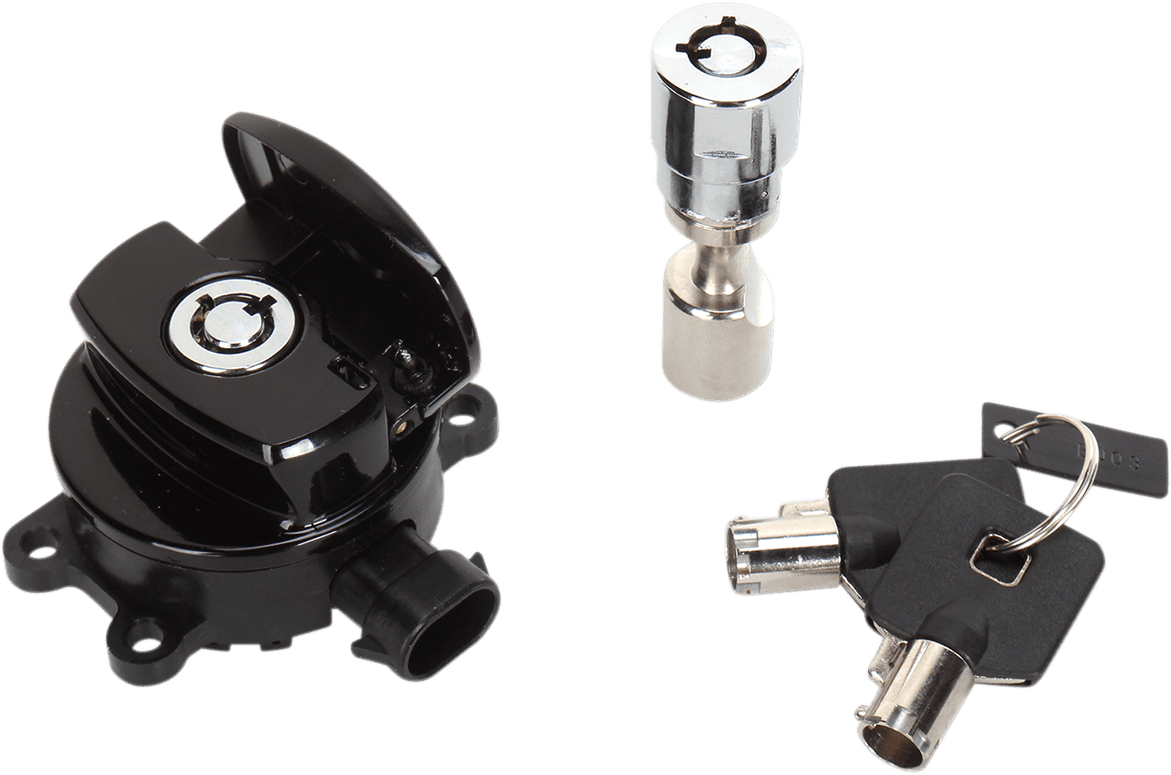 DRAG SPECIALTIES 2106-0250 Side Hinge Ignition Switch with Fork Lock - Black