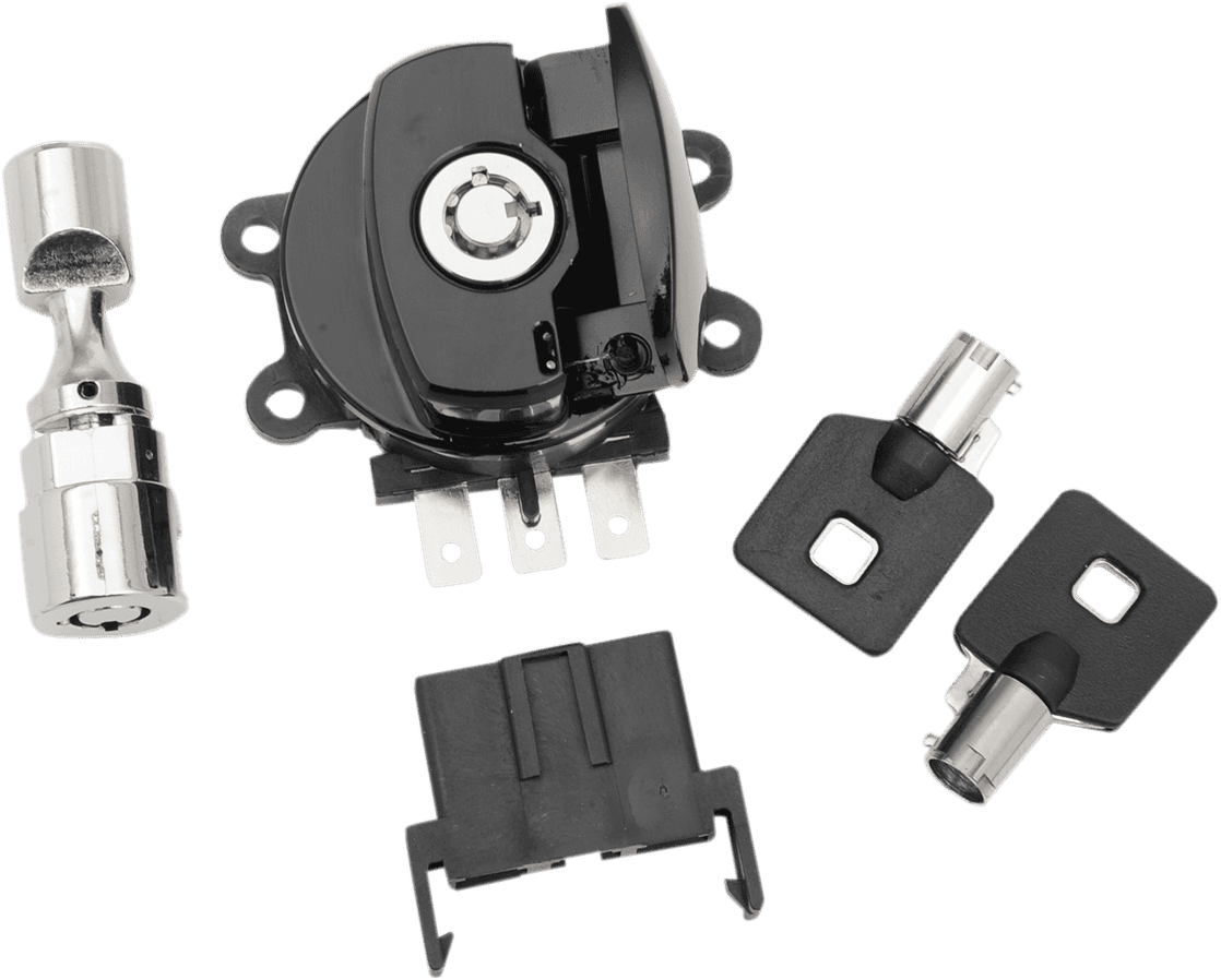 DRAG SPECIALTIES 2106-0253 Side Hinge Ignition Switch with Fork Lock - Gloss Black