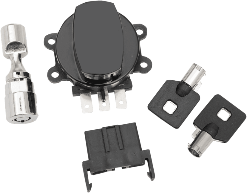 DRAG SPECIALTIES 2106-0253 Side Hinge Ignition Switch with Fork Lock - Gloss Black — image 2 of 2