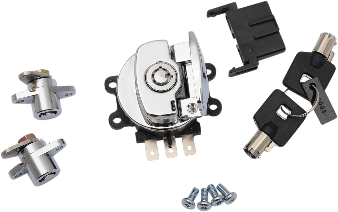 DRAG SPECIALTIES 2106-0407 Side Hinge Ignition Switch with Saddlebag Lock - Chrome