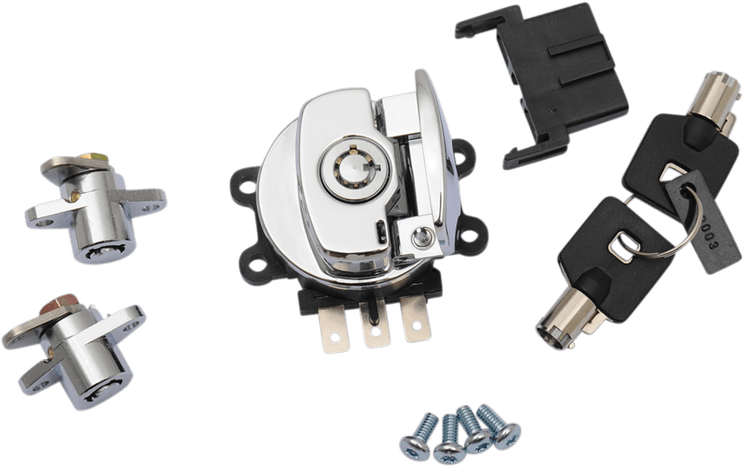 DRAG SPECIALTIES 2106-0407 Side Hinge Ignition Switch with Saddlebag Lock - Chrome — image 1 of 2