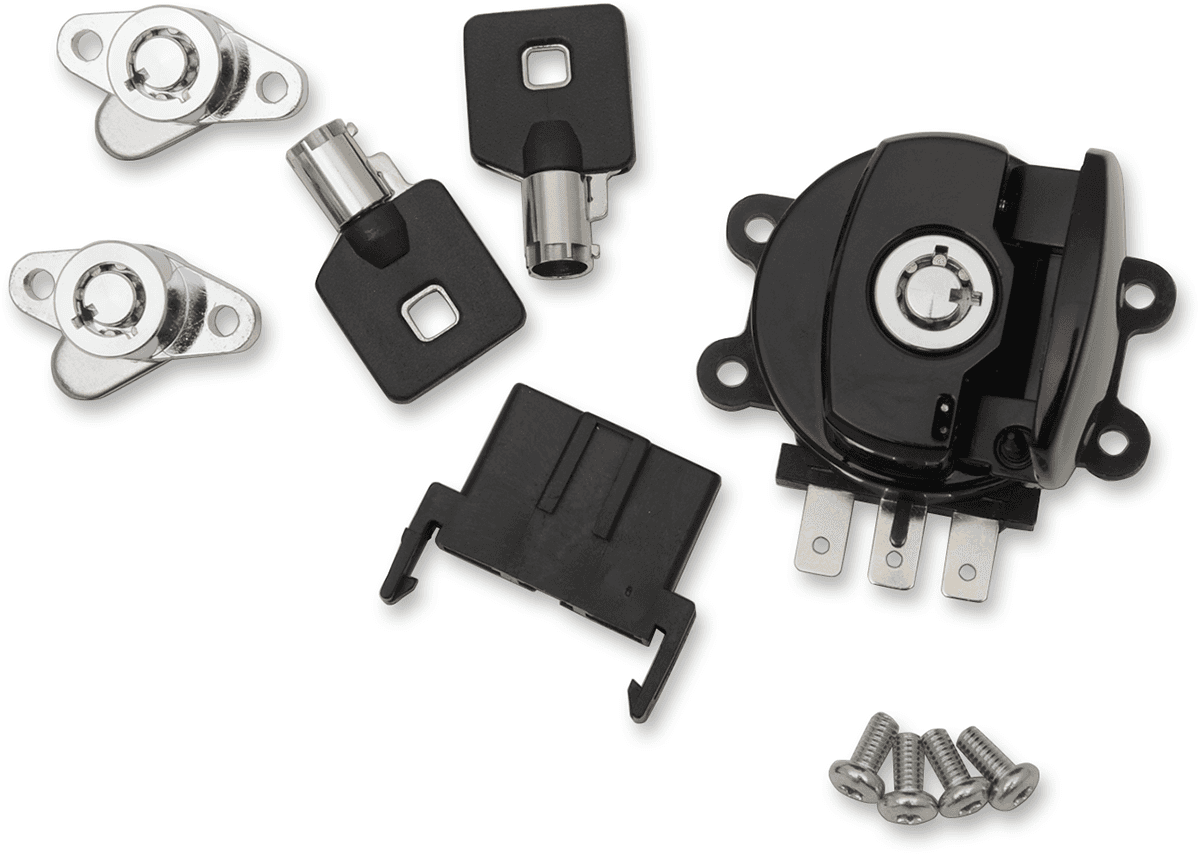 DRAG SPECIALTIES 2106-0408 Side Hinge Ignition Switch with Saddlebag Lock - Gloss Black