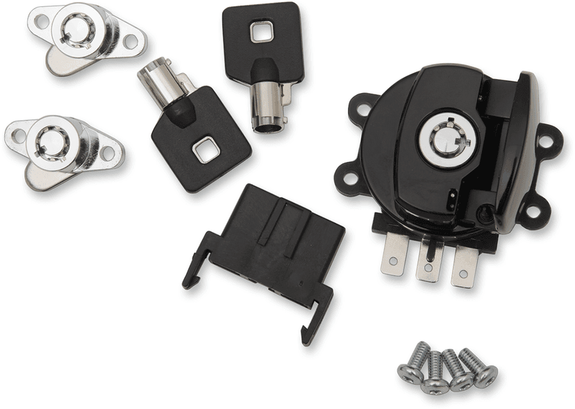 DRAG SPECIALTIES 2106-0408 Side Hinge Ignition Switch with Saddlebag Lock - Gloss Black