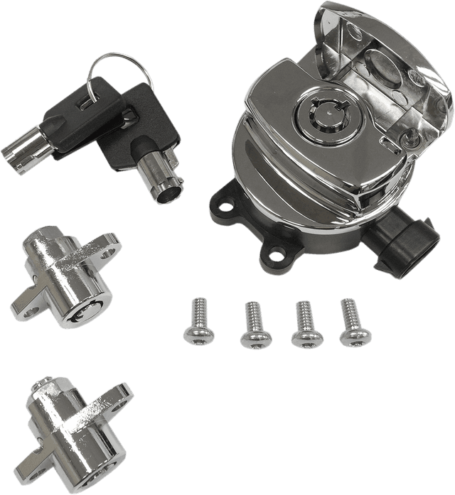 DRAG SPECIALTIES 2106-0411 Side Hinge Ignition Switch with Saddlebag Lock - Chrome