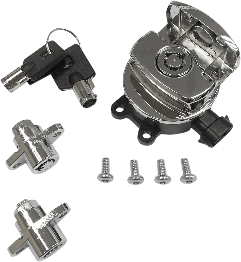 DRAG SPECIALTIES 2106-0411 Side Hinge Ignition Switch with Saddlebag Lock - Chrome