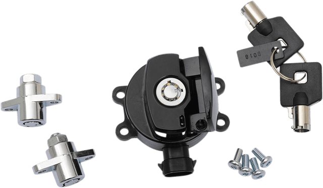 DRAG SPECIALTIES 2106-0412 Side Hinge Ignition Switch with Saddlebag Lock - Gloss Black — image 1 of 2