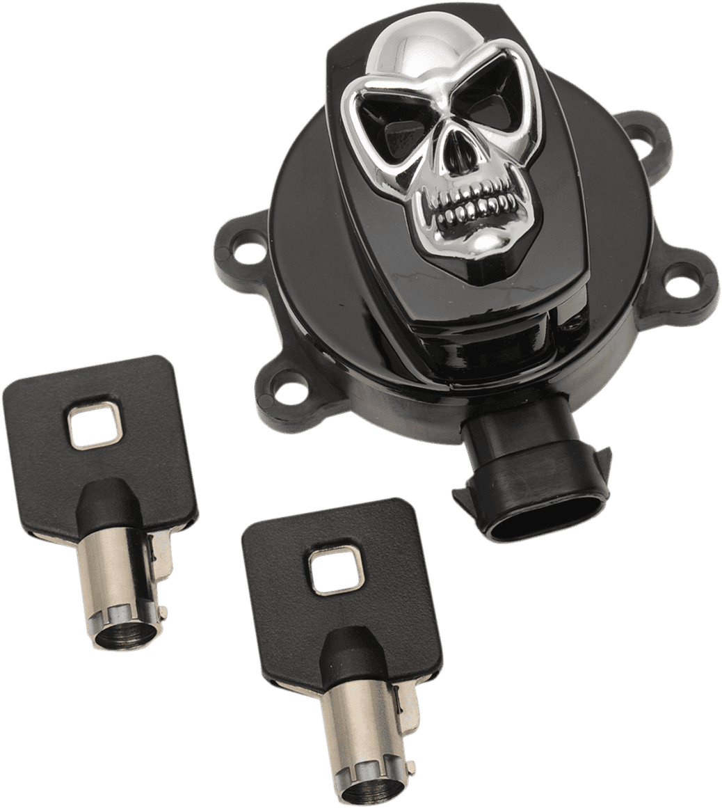 DRAG SPECIALTIES 2106-0421 Ignition Switch - Skull - Black
