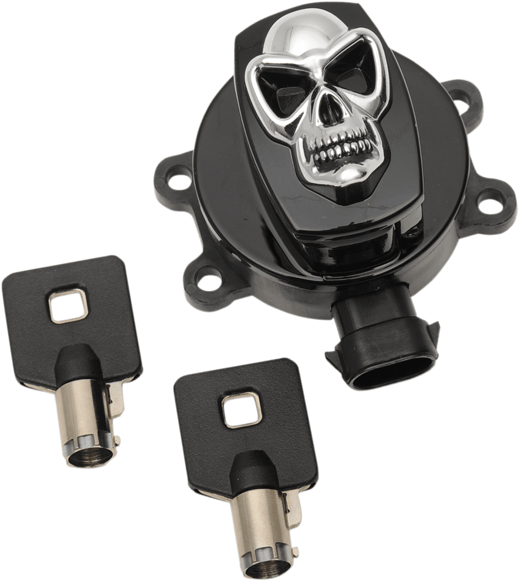 DRAG SPECIALTIES 2106-0421 Ignition Switch - Skull - Black