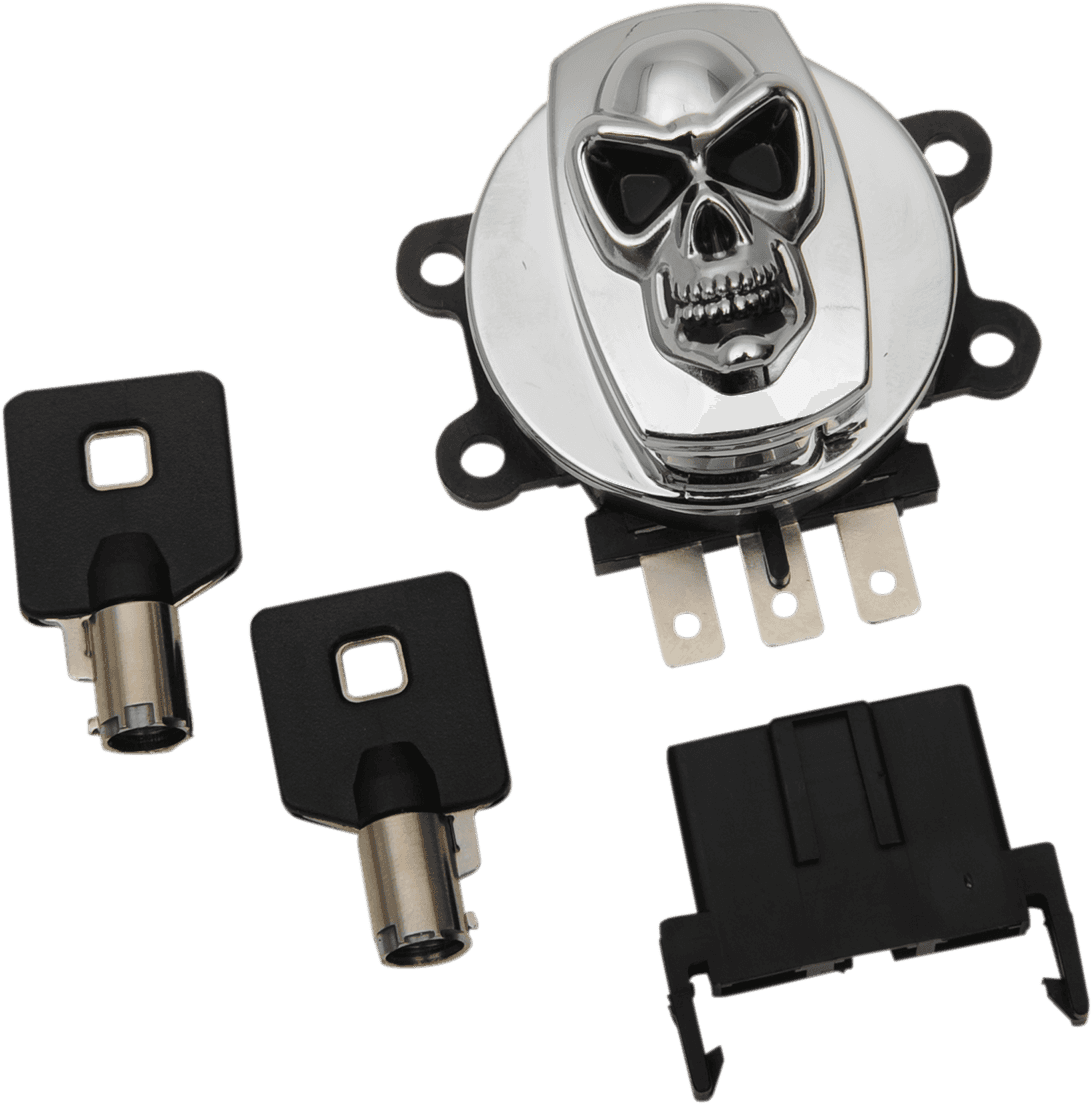 DRAG SPECIALTIES 2106-0422 Ignition Switch - Skull - Chrome