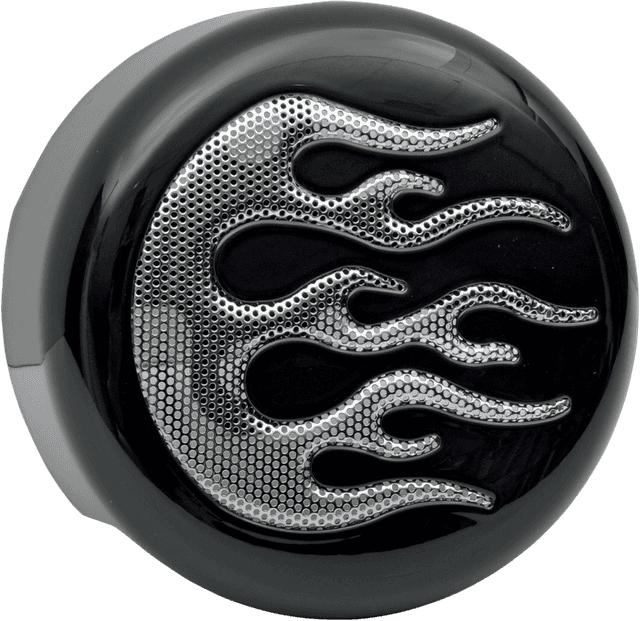 DRAG SPECIALTIES 2107-0053 Horn Cover - Black with Chrome Flame
