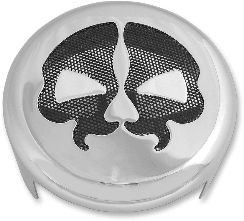 DRAG SPECIALTIES 2107-0249 Horn Cover - Chrome with Black Skull