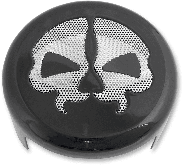 DRAG SPECIALTIES 2107-0250 Horn Cover - Black with Chrome Skull