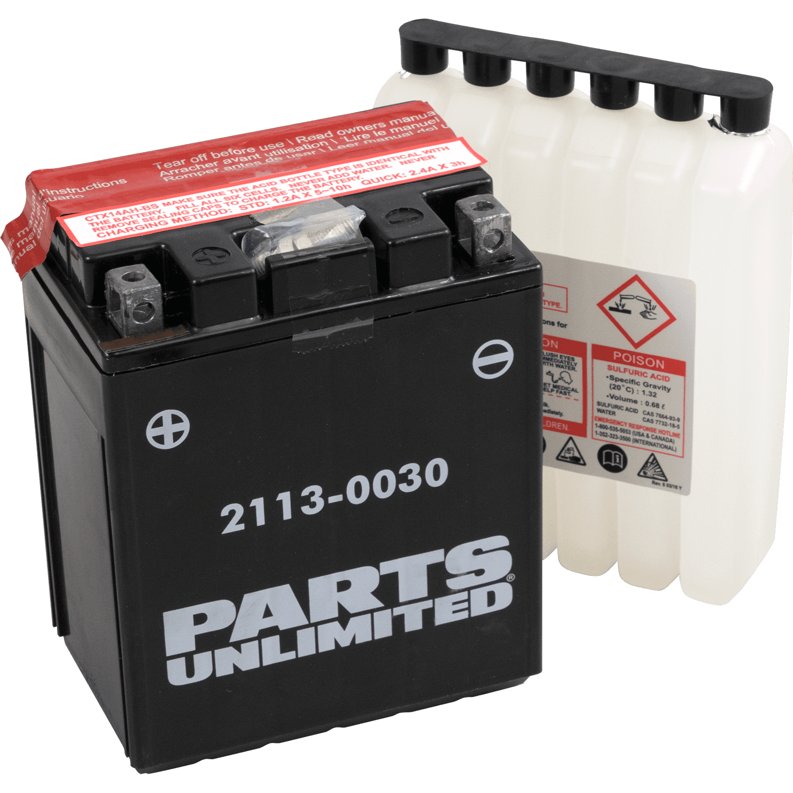 PARTS UNLIMITED 2113-0030 AGM Battery - YTX14AHBS .798L
