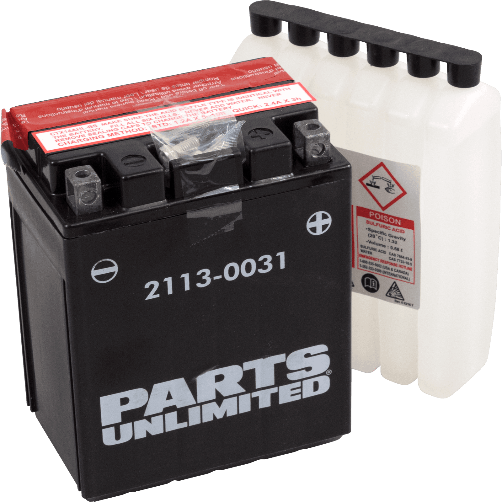PARTS UNLIMITED 2113-0031 AGM Battery - YTX14AHLBS .732 L