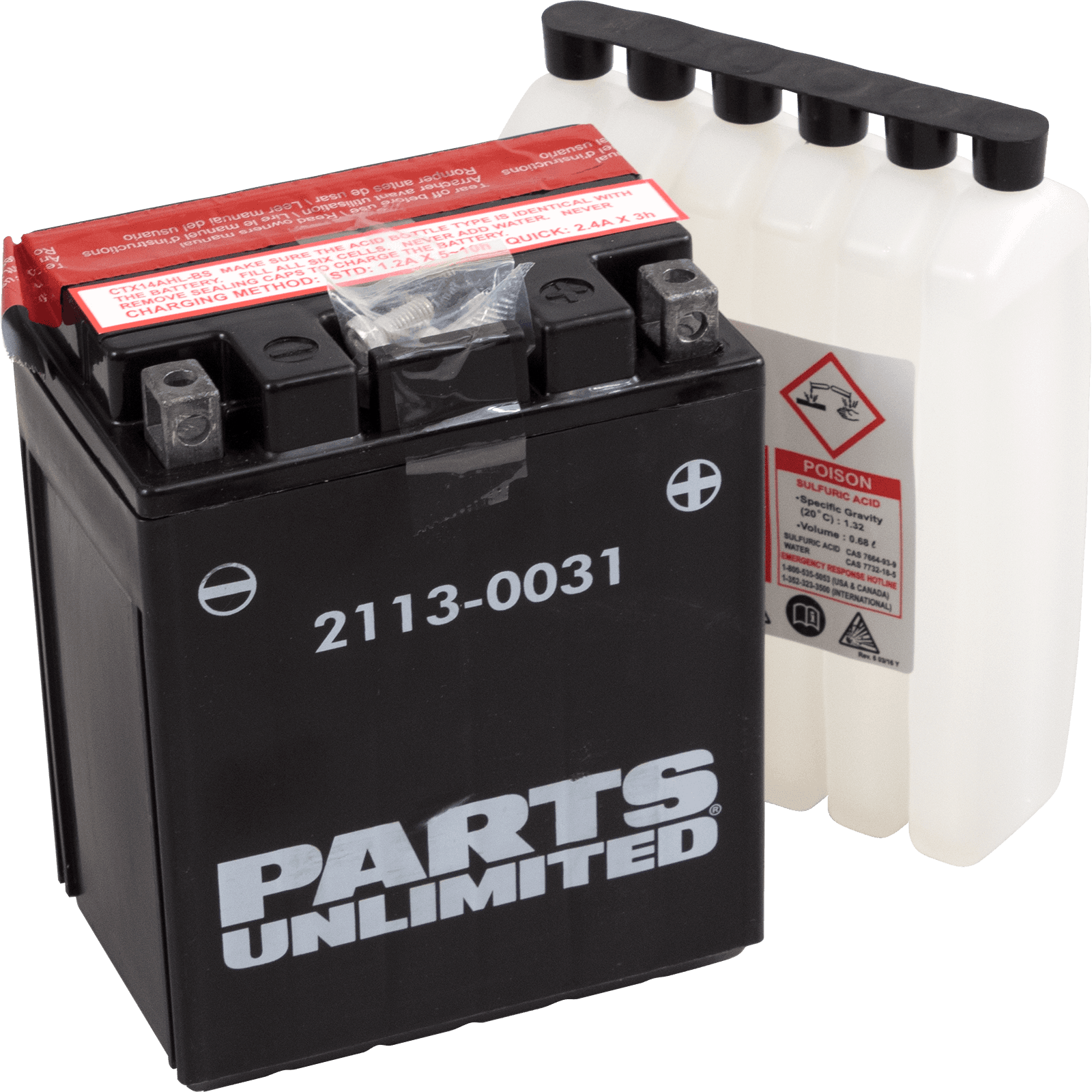 PARTS UNLIMITED 2113-0031 AGM Battery - YTX14AHLBS .732 L