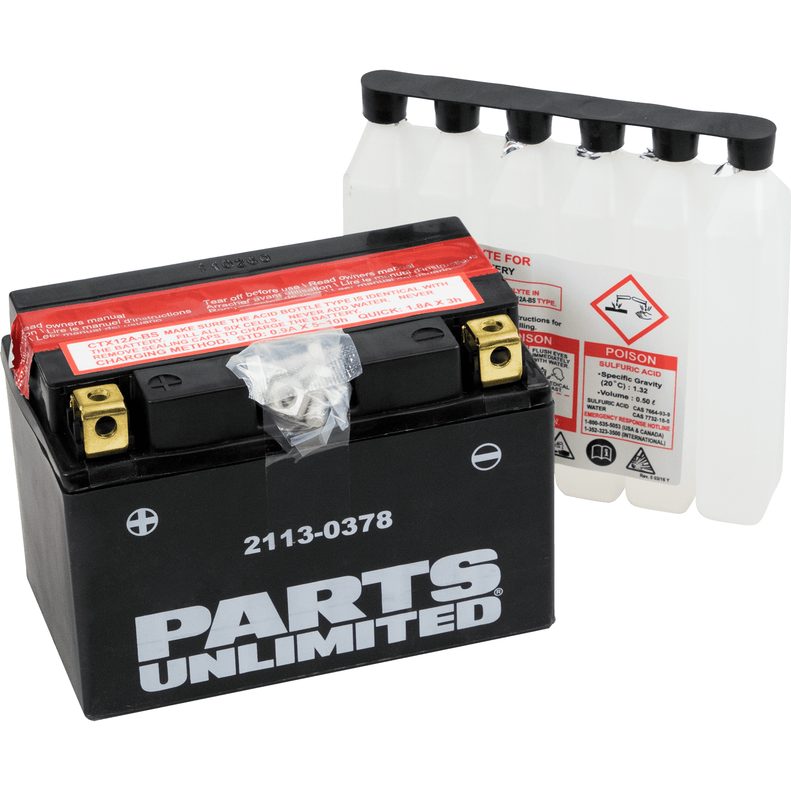 PARTS UNLIMITED 2113-0378 AGM Battery - YTX12A-BS