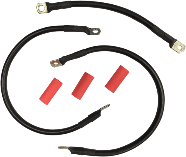 DRAG SPECIALTIES 2113-0669 Black Battery Cable Set - '65-'84 FL